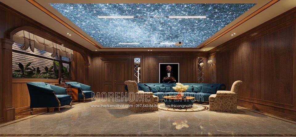 Mẫu sofa tân cổ điển đẹp cho tầng hầm nhà biệt thự Vinhomes Greeb bay Mẫu nội thất biệt thự tân cổ điển đẹp